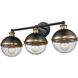 Ellmira 3 Light 24 inch Matte Black/ Aged Brass Vanity Light Wall Light